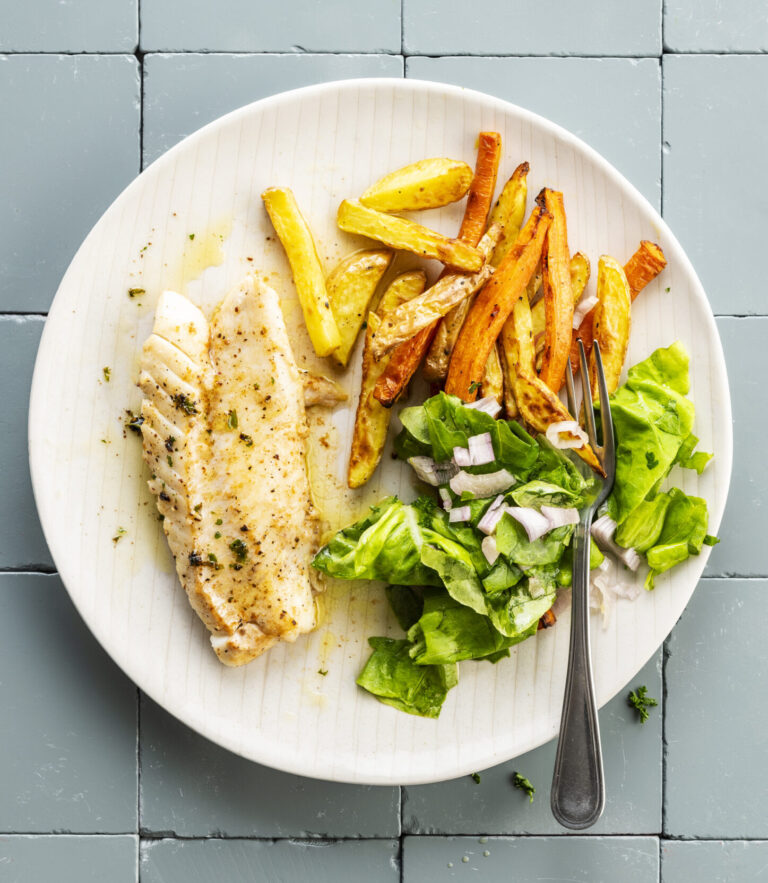 Sole meunière aux frites de légumes