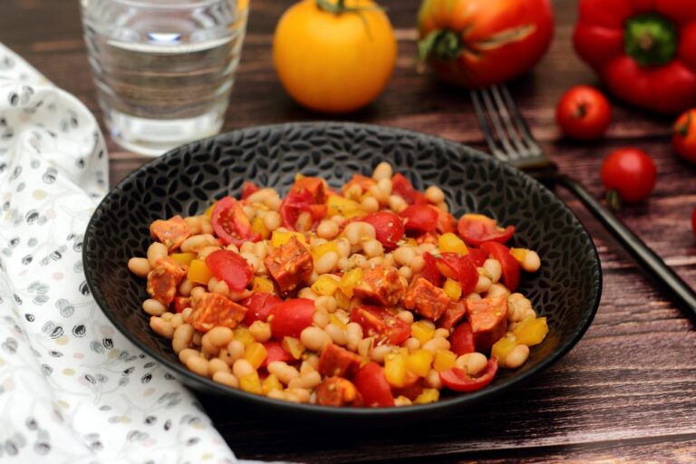 salade haricot blanc, chorizo, tomate
