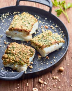 Cabillaud en croûte de noisettes à la plancha